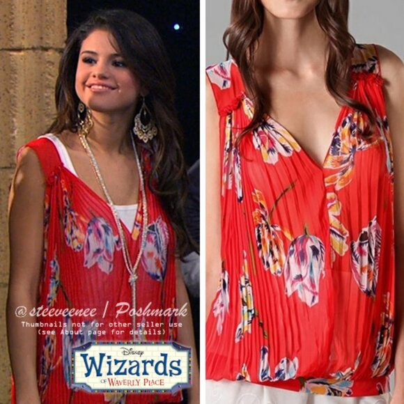 Free People Pleated Hibiscus Top ASO Alex Russo - Picture 2 of 8